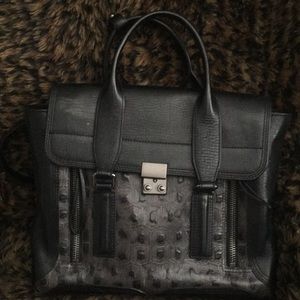 3.1 Phillip Lim Tortoise Pashli Blk Lthr satchel